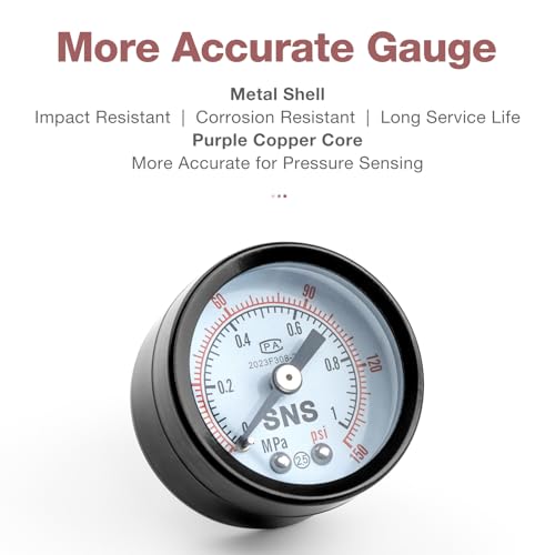 SNS Air Compressor Pressure Regulator With Bracket and Gauge Female Thread 1/4 NPT Adjustable R-N07BG 1/4 inches