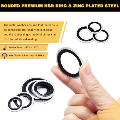 Siptenk 165PCS Sealing Washer 10Sizes M6 M8 M10 M12 M14 M16 M18 M20 M22 M24 165PCS-Black