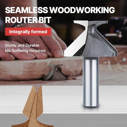 HUHAO 1/2" Shank R18 Arc Bending Router Bit, Carbide Chamfer Router bit, Arc Bending Integrated Seamless Knife Router Bits, Woodworking Router Bits for Milling Cutter with Integrated Knife, 2 Flutes R18 Seamless