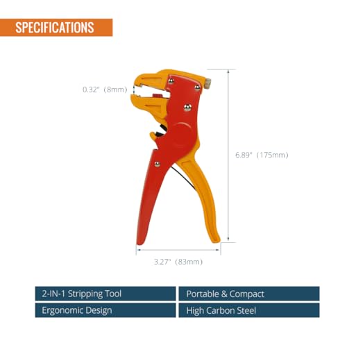 Tecmojo Automatic Wire Stripper and Cutter, 2 in 1 Quick Strip Wire Stripper for Electronic and Automotive Repair, Eagle Nose Pliers, 6.89 Inch, Red