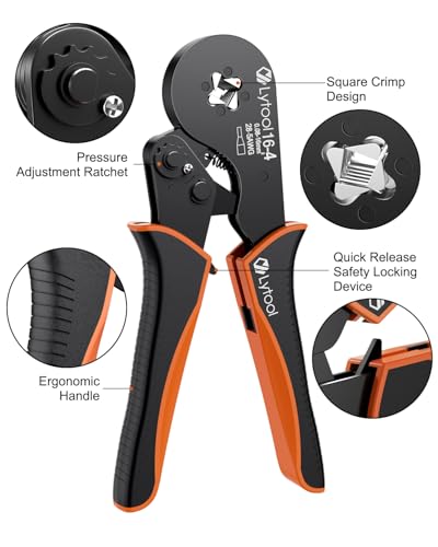 Lytool Wire Ferrule Crimping Tool AWG 28-5 Square Ratchet Crimper Square Wire Crimping Pliers