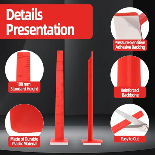 50 Pack 100 MM Leveling Pins, Self-Leveling Stick Pegs for Professional Tile, Stone, Concrete and Flooring Tools Red 50