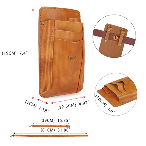 Leather Multi-Way Florist Tool Pouch - 4 Pocket Waist Shoulder Gardener Bag