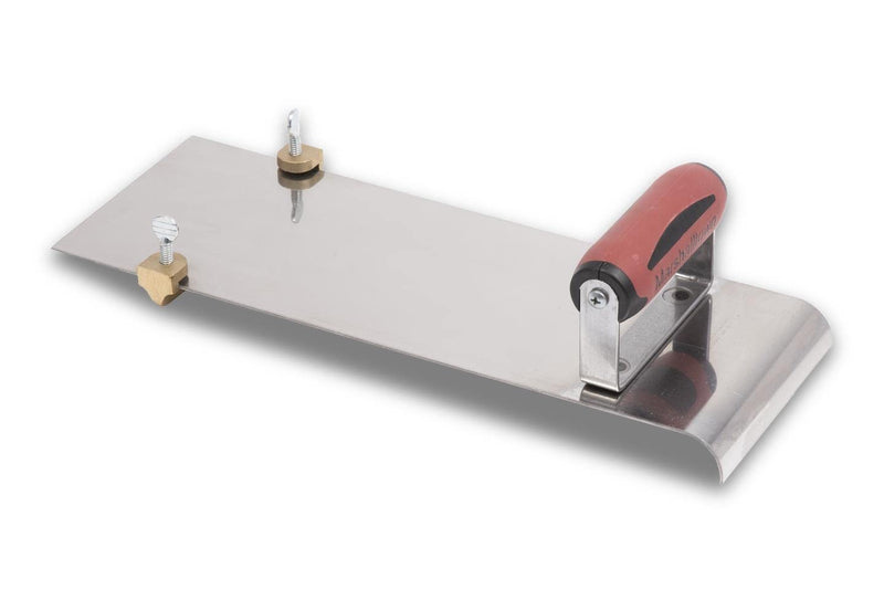 MARSHALLTOWN Stainless Steel Hand Edger with Adjustable Groover, Concrete, Curved, 14 Inch by 5 Inch, 1/2 Inch Edger Radius, 1/2 Inch Bit Depth, DuraSoft Handle, Assembled in USA, 3489D 1/2 in Groove x 1/2 in Radius