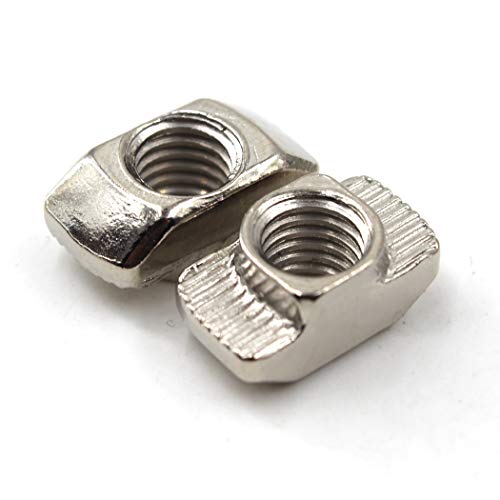 M6 T Nut Nickel Plated Carbon Steel T Slot Nut for 4545 Aluminum Extrusion European Standard (Pack of 50) 45 Series M6