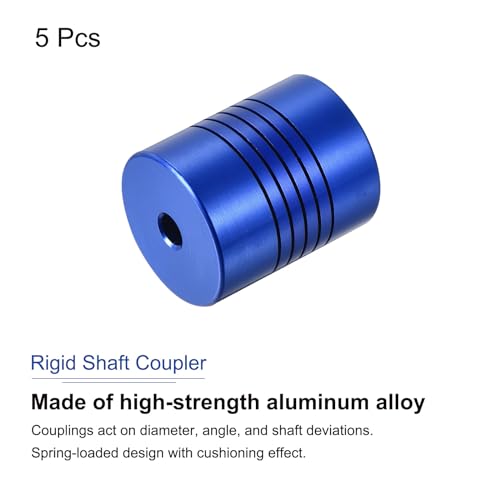 uxcell 5Pcs 5mm to 12mm Aluminum Alloy Shaft Coupling L30xD25 Flexible Coupler with Screws Beam for 3D Printer CNC Machine DIY Encoders and Motors Shaft,Blue 5