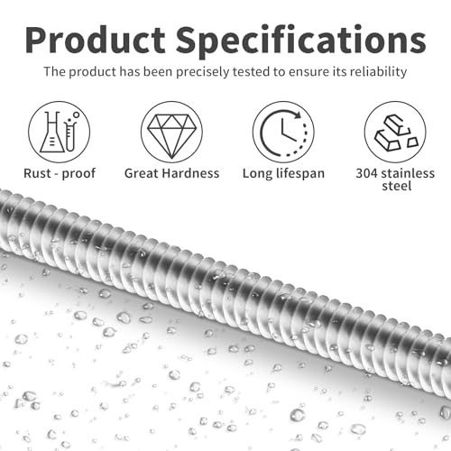 M12 x 1.75mm x 350mm Fully Threaded Rod 304 Stainless Steel Long All Threaded Screw Bar Studs Right Hand Threads for Anchor Bolts Clamps Hangers (Pack of 2) M12 x 1.75mm x 350mm