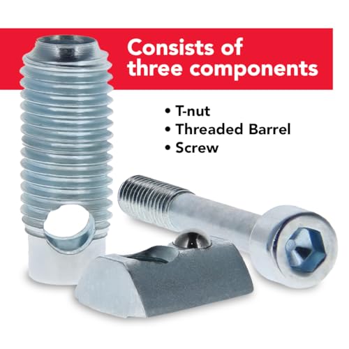 8020, 14197, 15 40 Series T-Matic Connector Internal Screw, Threaded Barrel, and T-Nut 80/20 Hardware HW for Aluminum Extrusions Extruded Profile (5) 5