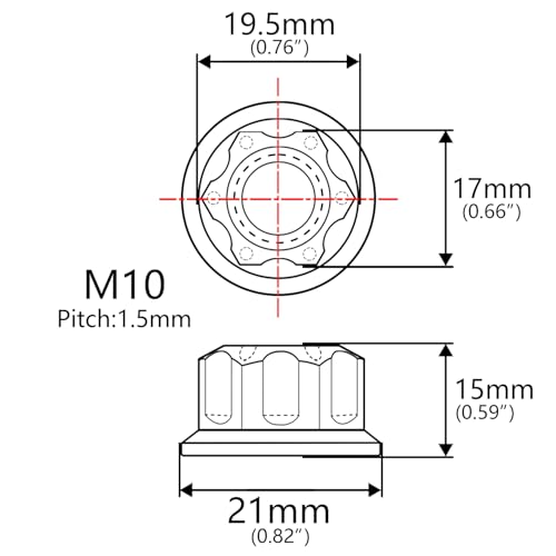 Titanium Flange Bolt Nut (M10 Pitch 1.5mm, Gold) M10 Pitch 1.5mm
