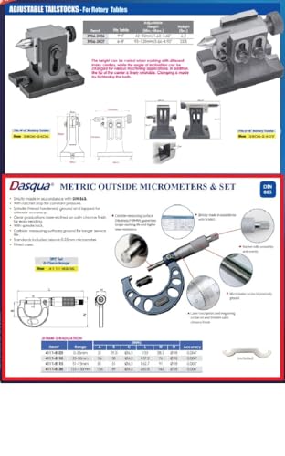 Dasqua 4111-8115 Outside Micrometer, 50-75mm Range, 0.007 Accuracy 51-75mm