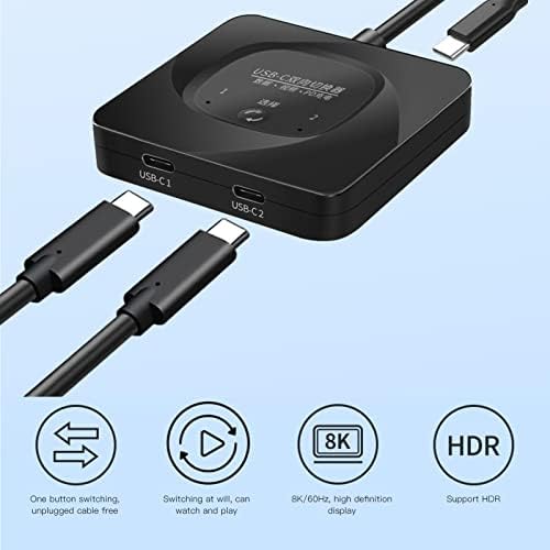 USB 3.0 Switch Selector, 2 in 1 Out USB C Switcher with Power Indicator, Bi Direction Switcher for 2 Computers Share 1 USB Devices