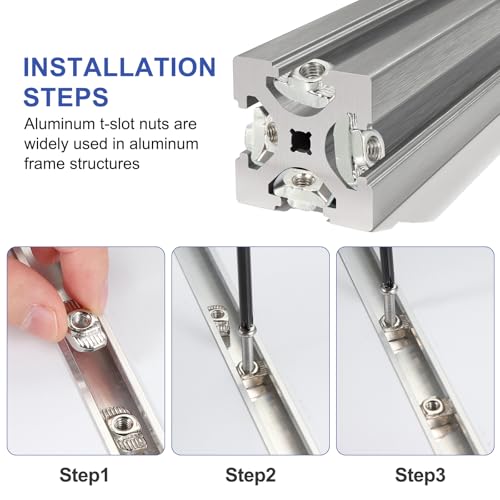 PATIKIL 3030 Series M6 t Nuts, 100pcs t Slot Nut Hammer Head Fastener Nut, Nickel Plated Carbon Steel Nut for Aluminum Profile l Silver