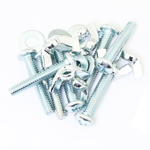 8PCS Cross Head Screws and Bolts Imperial Wing Nuts 1/4-20in 8 Pcs Iron Galvanized Screws 1/4-20x1-1/2in 8 Pcs Washers 1/4in Mounting Hardware Accessories