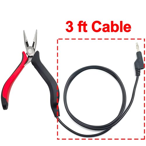 Grounded Plier, Precise Control Unleash Unrivaled Precision for Fine Chain Welding, 3ft Cable Secure Connection, Red, Ideal for Permanent Jewelry Fine Chain Welding