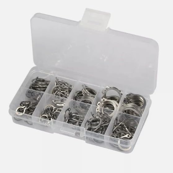 225PCS External Snap Rings Assortment Kit – 304 Stainless Steel Retaining Circlips Set – C-Clips for Shaft and Machinery Fastening – M3 to M25 Sizes with Storage Case