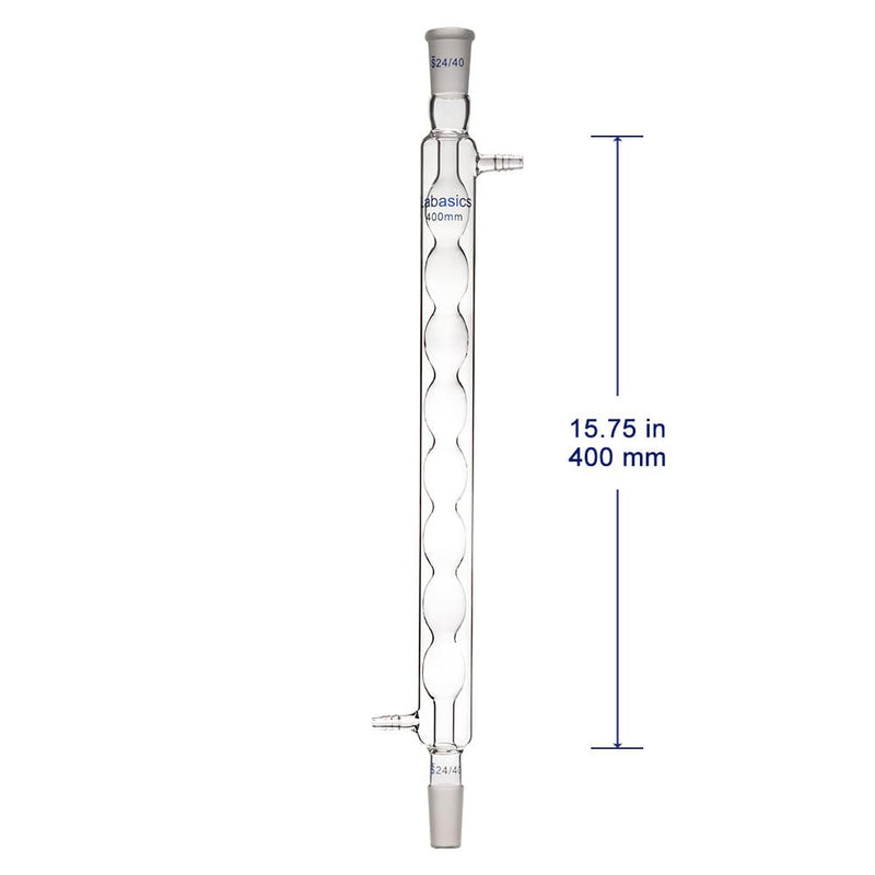 Labasics Borosilicate Glass Allihn Condenser with 24/40 Joint 400mm Jacket Length Lab Glass Condenser 400 mm