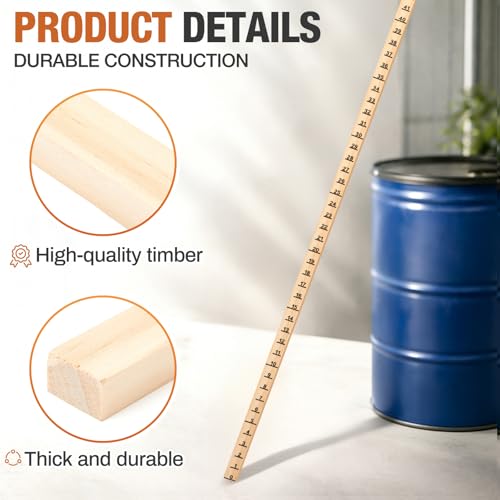 Xuhal 44" Long Drum Gauge Stick for 55 Gallon Drum, Pine Wood, Calibrated in Gallons, Direct Liquid Level Measurement Tool for Accurate Inventory