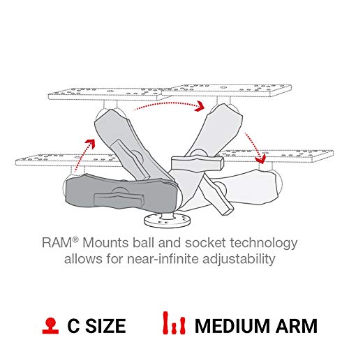 RAM Mounts Drill-Down Marine Electronic Mount RAM-111U with Medium Arm Compatible with Garmin, Humminbird, Lowrance + More