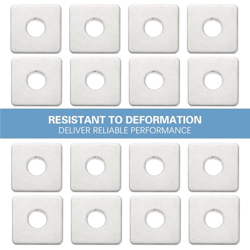 20 Pcs Galvanized Square Plate Washers 1/2" ID x 1-5/8" x 1-5/8" OD, 3 mm Thick, Galvanized Carbon Steel Flat Washer Fastener for Construction and Industrial Equipment