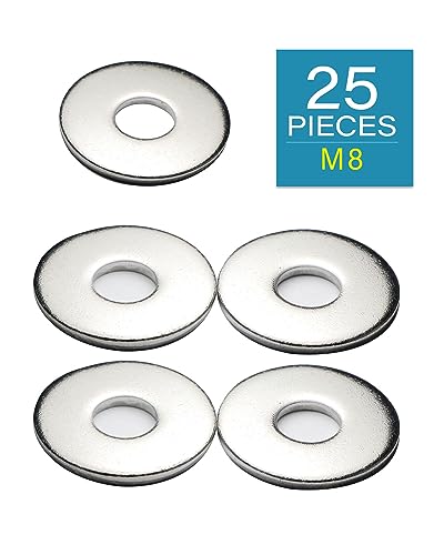 IMScrews M8 Extra Large Flat Washers - 304 Stainless Steel Washers GB5287 - Heavy-Duty Hardware for Superior Load Distribution - Pack of 25