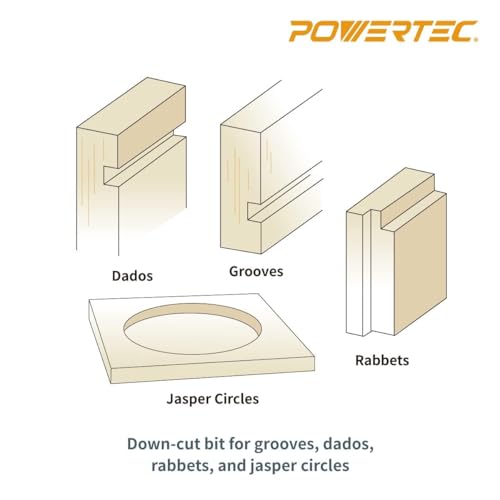 POWERTEC Router Inlay Kit, Solid Brass Bushing Guide Set w/ Alignment Pin, Tungsten Carbide 1/8" Upcut & Downcut Spiral Bits for Router Templates, 1/4" Shank, 1/2" Cutting Depth (72028V) 2PK, 1/4" Shank, 1/8" Up&Downcut Bit