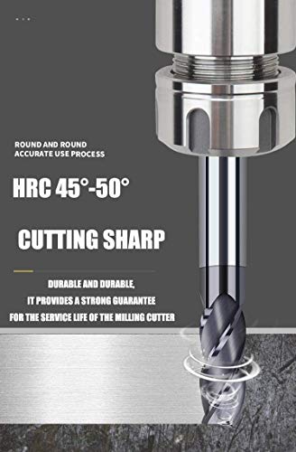 5PCS 1/4 inches Carbide Square End Mill Bits Set, Milling Bits Cutter Carbide End Mills for Alloy Steels/Hardened Steels, HRC 45 Deg Single End 4 Flute AlTiN Coating, 1/4 in 5