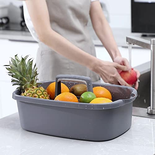Large Cleaning Supplies Caddy Portable Shower Basket Supply Organizer with Handle Plastic Bucket Tool Storage for Bathroom, Bedroom, Kitchen, College Dorm, Garden, Dark Gray 2 Pack Large, 2pcs