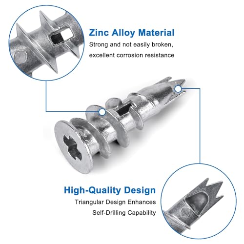AXK 120pcs/set Drywall Anchor Zinc Alloy Self Drilling Hollow wall Anchor with Screw Stud Anchor for Wall Hanging 120PCS--One Size