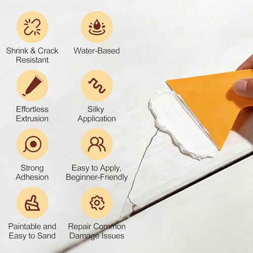 Wood Filler, Wood Putty, 2 Pack White Water-Based Wood Repair Kit