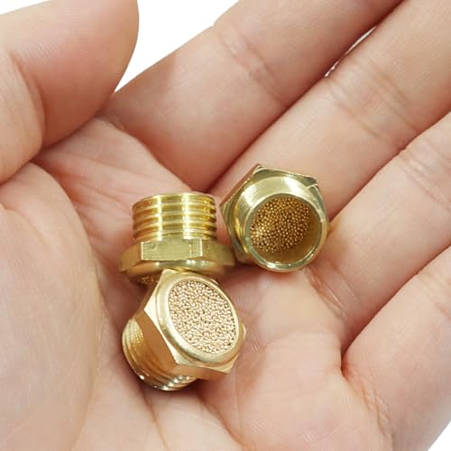 Bonsicoky Brass Pneumatic Exhaust Mufflers, 3 Pack, 1/4" Male Thread