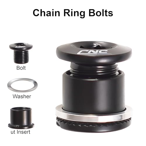 Chooee Double Chainring Bolts,M8 Steel Chain Ring Bolts Set Black Steel/Black