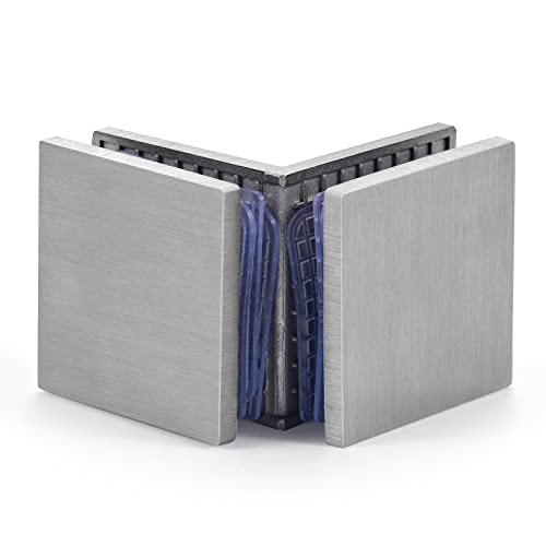 Ranbo 90 Degree Glass to Glass Fixed Panel Clamp, Brushed Nickel, 2 Pack Straight Edge 90°glass to glass