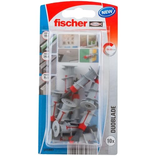 fischer DuoBlade 1-3/4" (44 mm) Self-Drilling Drywall Anchors PZ2 Drive for Plasterboard and Gypsum Board - 10 Anchors