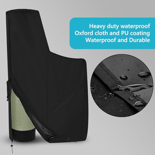 Water Softener Cover Outdoor Waterproof Filte Brine Tank Cover with Split Zipper,Drawstring and Elastic Buckle Heavy Duty Insulated Anti UV and Tear Resistant 16"D x 40"W x 64"H Black 64" H x 40" W x 16" D