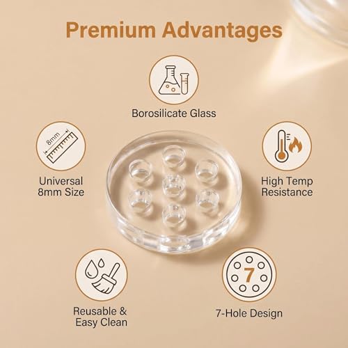 20Pcs 8mm/0.3Inch Clear High Borosilicate Glass Screens Filters with Holes 7 Honeycomb Holes Filter Screen