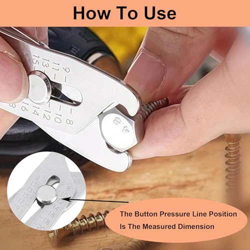 2-Pack Bolt Head & Nut Size Catcher Set, SAE 5/16in-1in & Metric 8mm-25mm Gauge, Portable Keychain Fastener Measurement Tool for Automotive Repair, Engineers, DIY 2Pcs 8-25mm