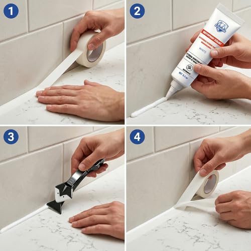 White Bathroom Caulk with Tool Kit (5.3 oz) 1