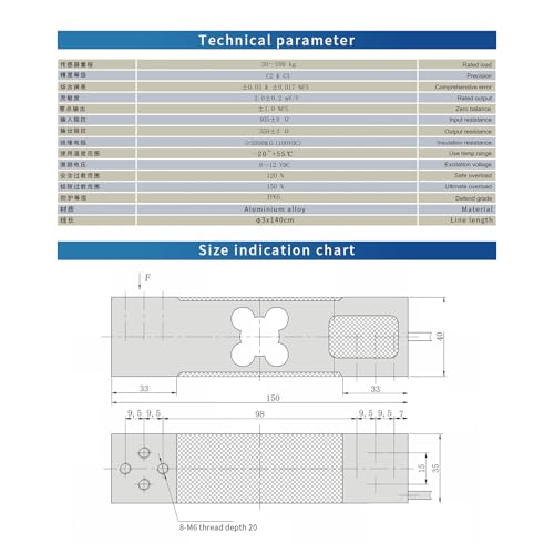 Single Point Beam Load Cell Rectangle Typle Parallel Cantilever Mini Weight Sensor Scale Sensor, Accuracy 0.2%,Test Compression Force Pressure,for Weighing Platforms Range (0-200KG) 0-200KG