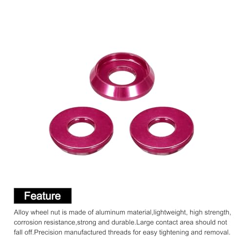 MECCANIXITY M4 Cone Cup Countersunk Washers,Hole Dia 4mm/0.16" Aluminum Gaskets Cup Head Washer Gasket for Screw RC/FPV/PC/Drone/Mechanical Accessories Model Parts,Pack of 60(Hot Pink) Hot Pink