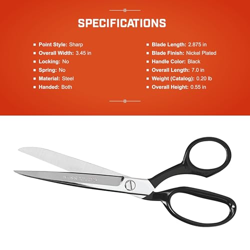 WISS Shear,IND,Straight, Inlaid,7-1/8 (37N) Length 7 in Width 2 1/2 in