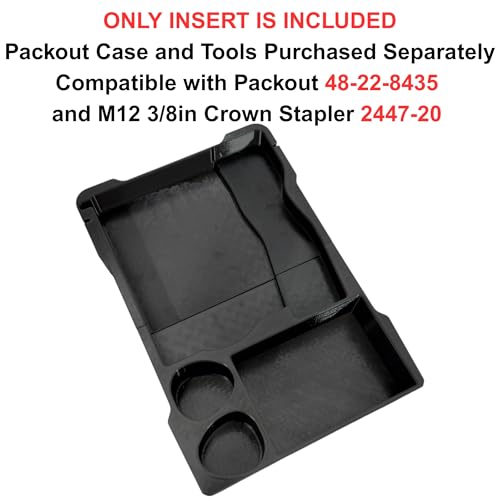 Insert for Milwaukee M12 3/8in Crown Stapler 2447-20, Compatible with Packout Compact Organizer 48-22-8435, Tool, Battery and Staple Storage