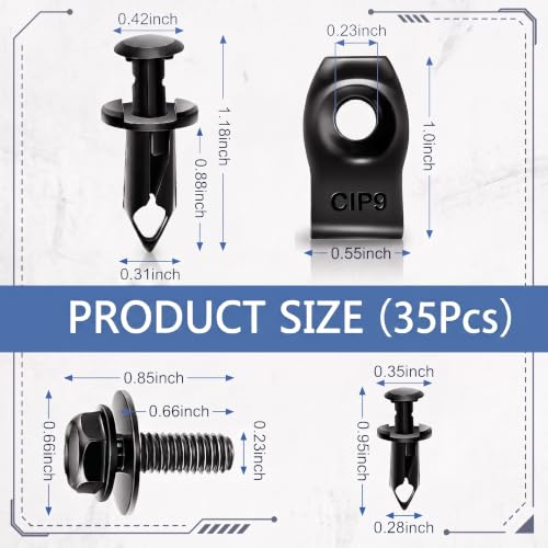 35 PCS Engine Under Cover Splash Shield Hardware Kit, Body Bolts Screws with Fender Liner Push Retainer Clips & U-Nuts, Universal for Most Cars SUVs Trucks (Black)