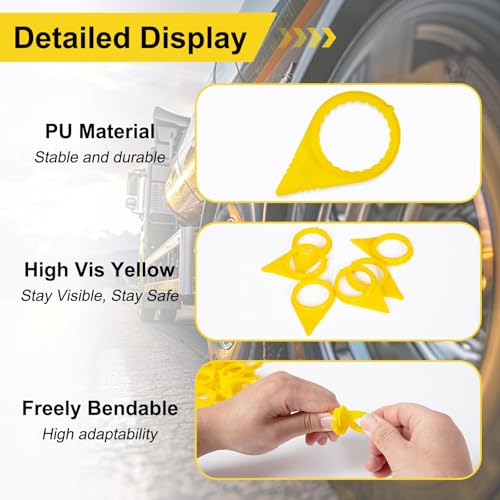 100PCS Loose Lug Nut Indicators for 32mm/33mm/34mm Nuts Wheel Check Indicators for Semi Trucks, High Visibility Yellow 100 PCS