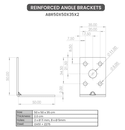 10 Pack Angle Brackets (1.97" x 1.97" x 1.38") Heavy Duty Corner Sleeper Bracket with Beading Timber Wood Metal Joining Fixing L Galvanised Steel Sheet Connector 1.97" x 1.97" x 1.38"