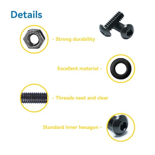 240 Pcs M5 Screws Assortment Kit, M5x6mm/8mm/10mm/12mm/16mm/20mm/25mm/30mm, Metric Hex Button Head Socket Cap Screws Nuts Washers Kit with Wrench, Black Zinc Plated M5 240Pcs 6mm-30mm