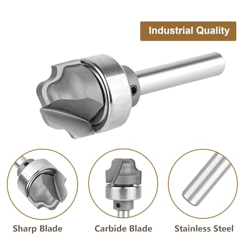 SpeTool Juice Groove Router Bits with Bearing 1/8" Radius 1/4" Shank, Bowl and Tray Router Bit for Crafting Drainage Grooves, Decorative Edges and Custom Woodworking Projects