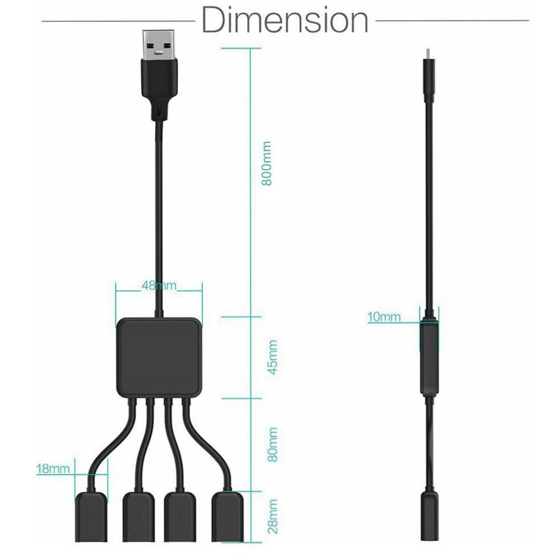 Octopus USB 2.0 Hub, 4-Port Splitter with 2.6ft /80CM Cable Length. Compatible with Windows PC, Mac, Printers, and Mobile HDDs. Perfect for Laptops