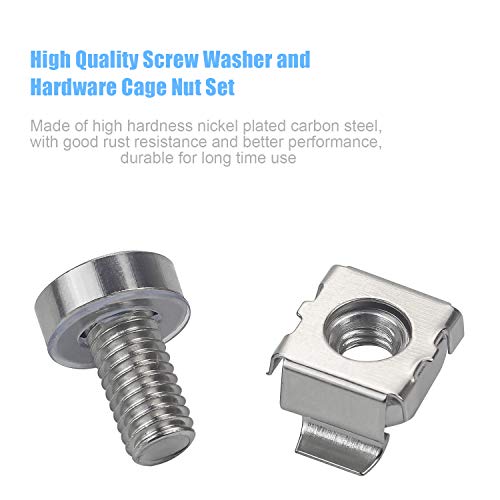 Cage Nuts and Screws, DYWISHKEY 60Set Square Hole Hardware Cage Nuts & Mounting Screws Washers for Server Rack and Cabinet (M5 x 16mm, M6 x 16mm, M6 x 20mm) Pest repeller Model BH-2 Ver.101