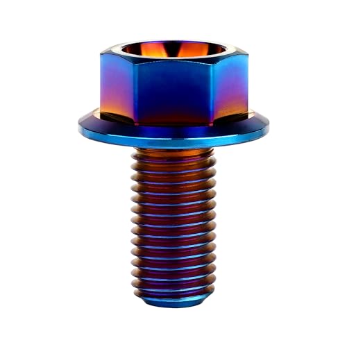 Titanium Bolt M10 1.25 Pitch Flange Hex Screw Burnt Blue, M10x20mm