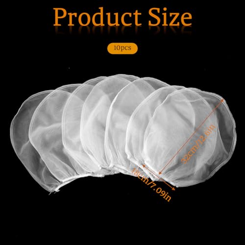 10 Pack Paint Strainer Bag Paint Filter Bag 1 Gallon White Fine Mesh Filter Bags with Elastic Drawstring Top for Paints Gardening
